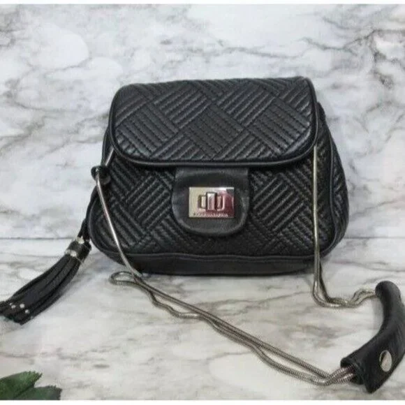 BCBGMaxAzria Bag BlackCrossbody Quilted Chain Purse Leather - Picture 3 of 13